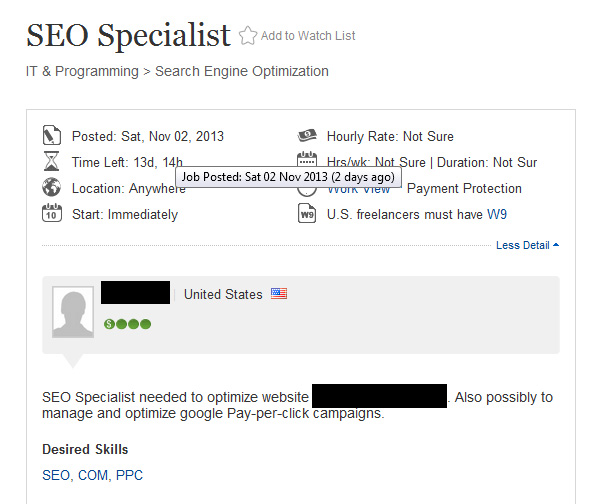 A vague SEO quote request likely to attract cowboy companies