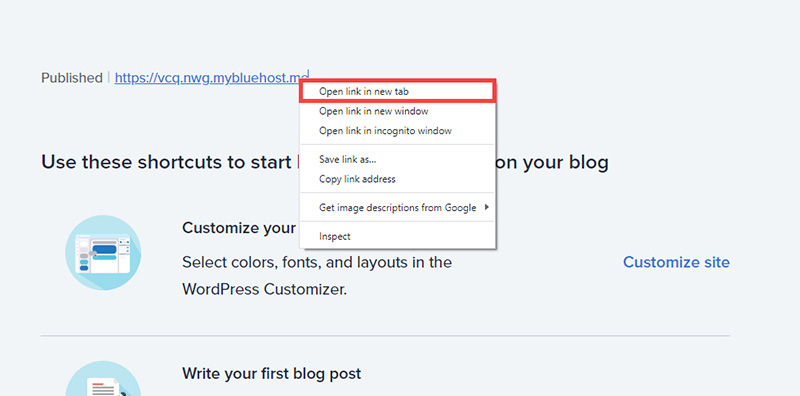 Bluehost sign up with WordPress step eighteen