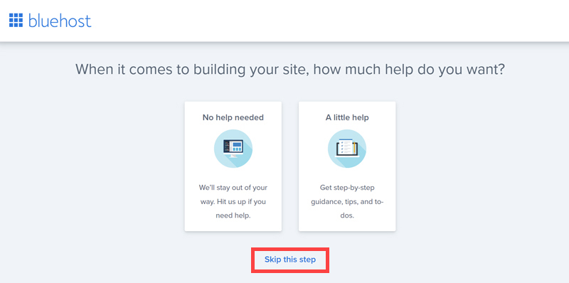 Bluehost sign up with WordPress step twelve