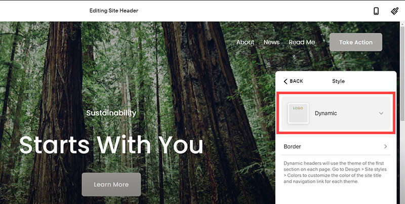 SquareSpace header setup step six